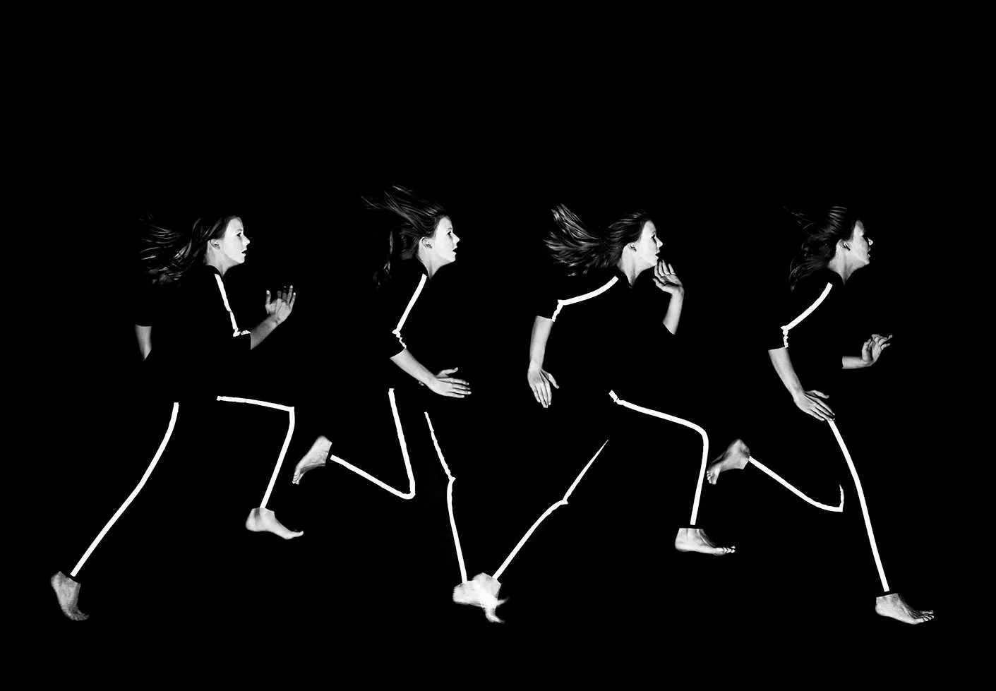 child athlete performing dynamic running motion study