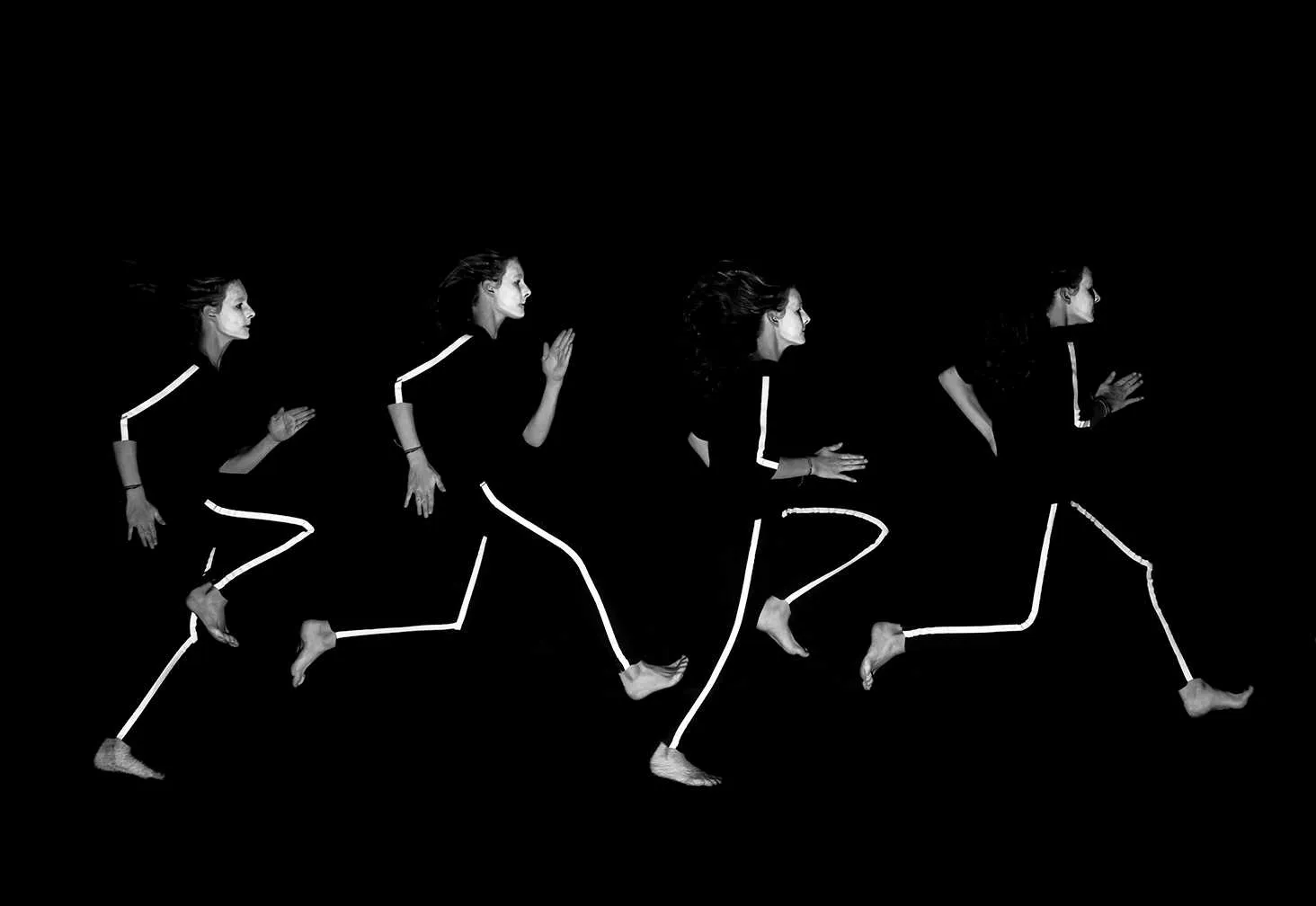 youth running technique sequence showing stride mechanics