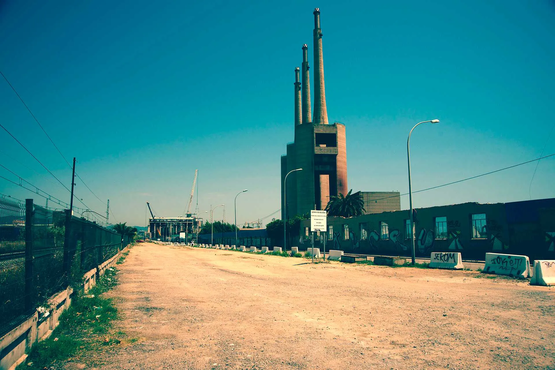 power station chimneys in Barcelona Spain