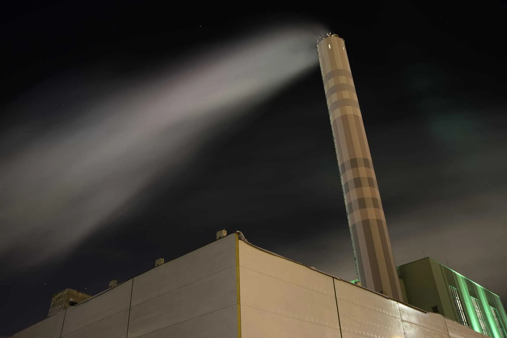 industrial power plant at night in Bonn Germany